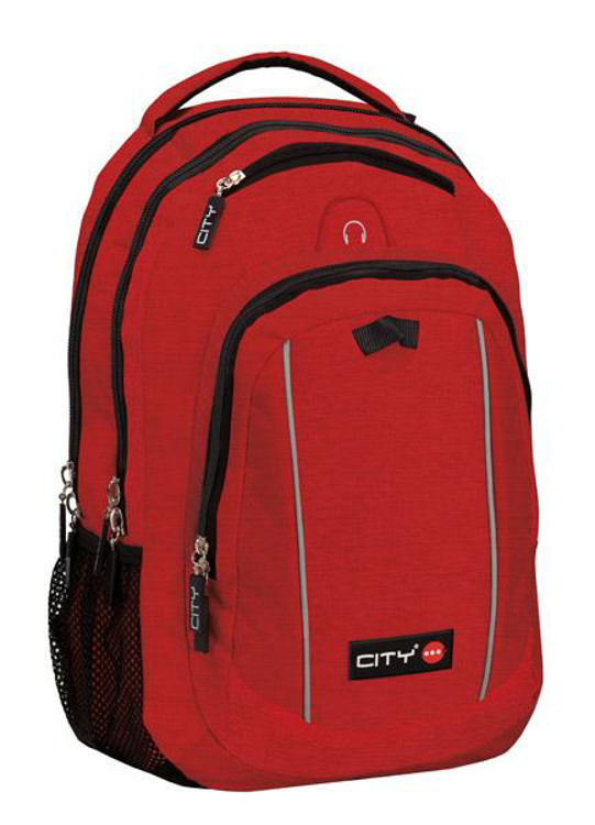 Picture of CB11430- CITY BAG RED MELANGE  - 4 ZIP COMPATMENTS - 2 MAIN